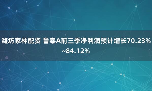 潍坊家林配资 鲁泰A前三季净利润预计增长70.23%~84.12%